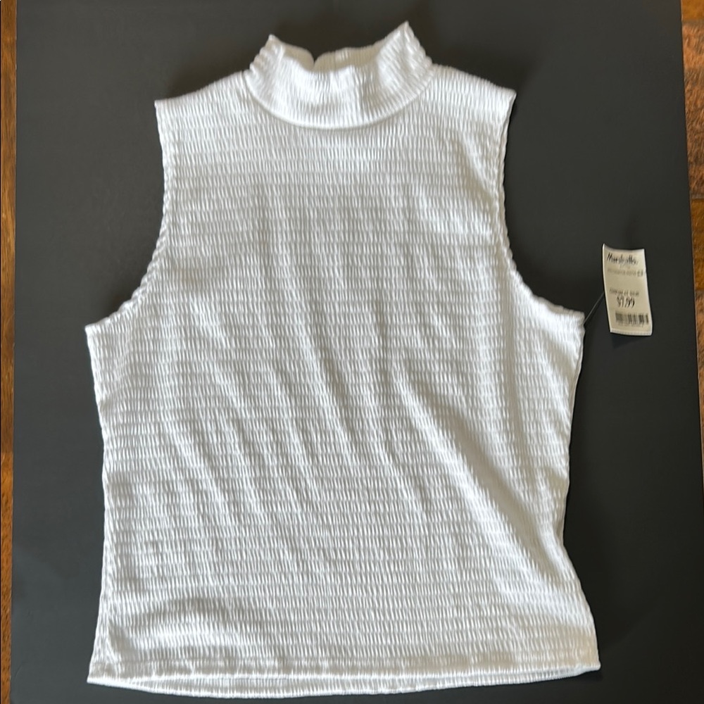 YMI White Ribbed Sleeveless Tank Top